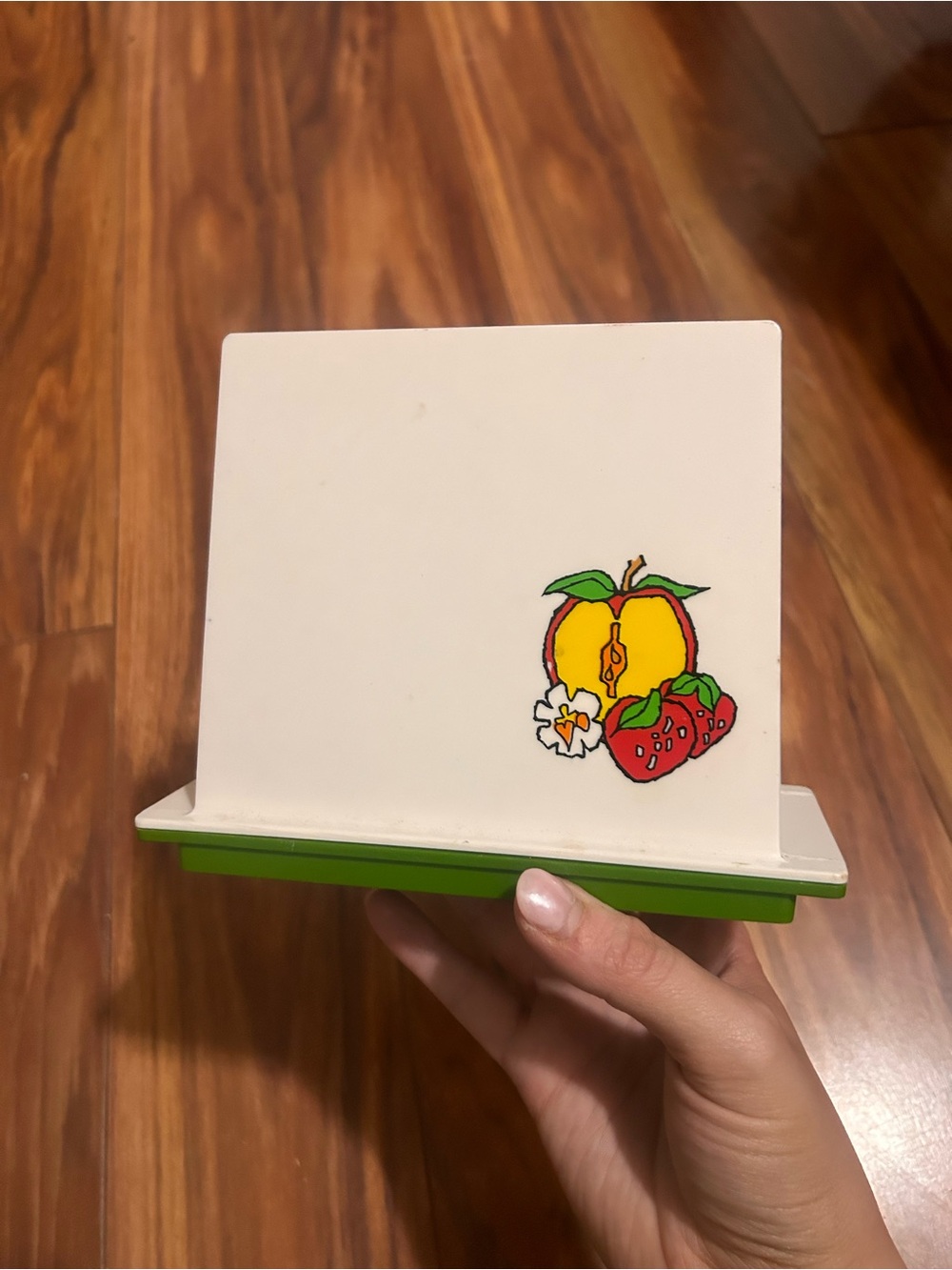 White Recipe/Napkin Holder with Fruit Motif